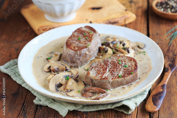 Obraz Pilzrahm-Medaillons mit Spätzle