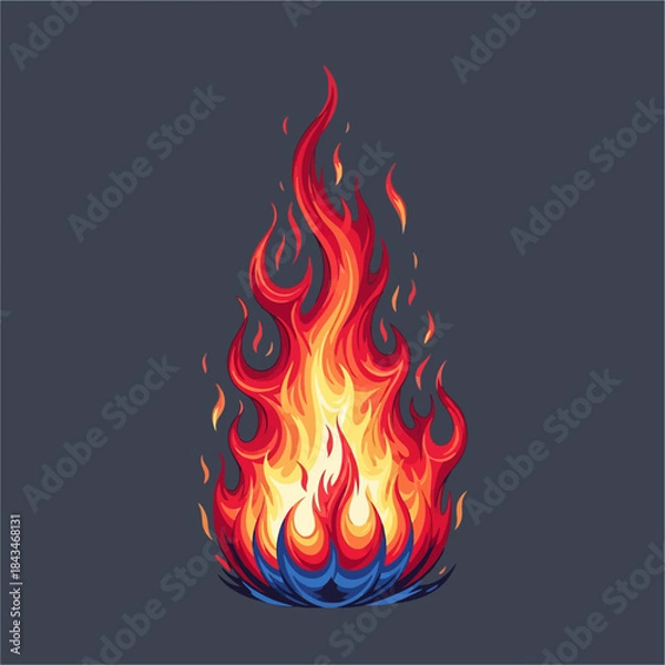 Fototapeta Dynamic Vector Fire Element with Blue Base
