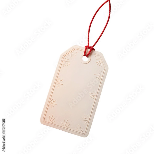 Obraz Blank Christmas Gift Tag with Red String Isolated PNG