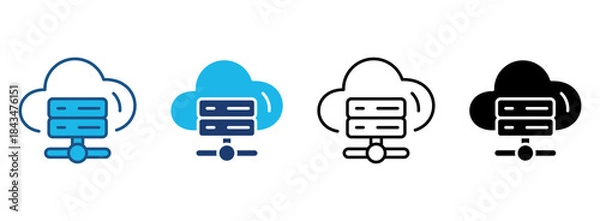 Fototapeta Cloud Server Icon Set With Multiple Styles. Vector Illustration