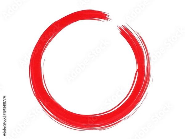 Obraz Red circular brush stroke isolated on transparent background