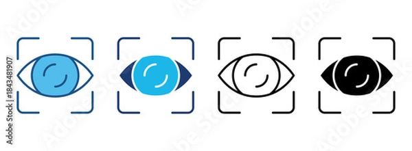 Fototapeta Eye Scan Icon Set With Multiple Styles. Vector Illustration