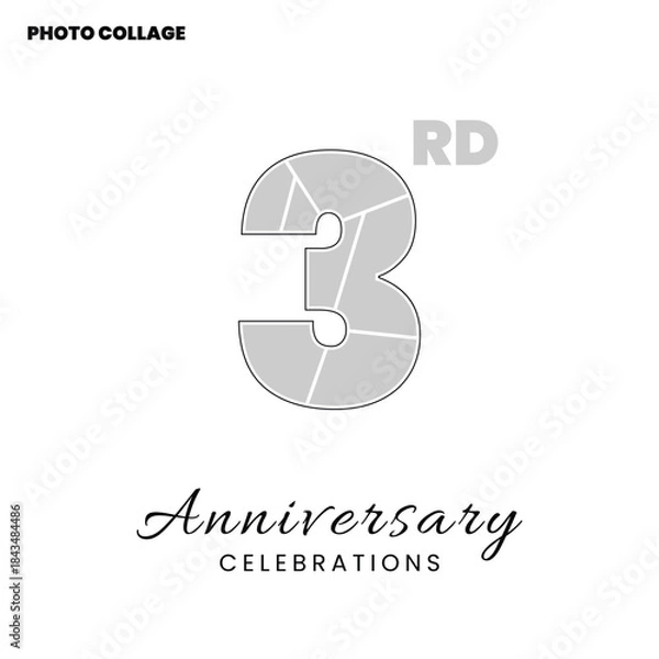 Obraz Creative Celebration Photo Collage Using Number 3 Shape