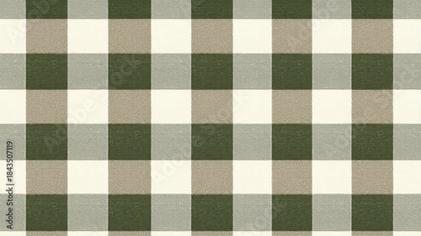 Fototapeta 落ち着いた色合いのチェック柄テクスチャ。背景やインテリア素材に適したデザイン。