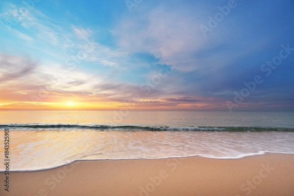 Obraz Sandy seashore at sunset. Nature composition.