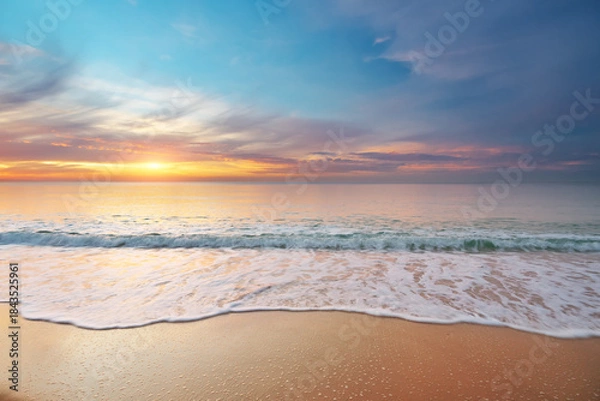 Obraz Sandy seashore at sunset.