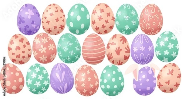 Fototapeta Easter Eggs Collection Festive Spring Holiday Decorations.