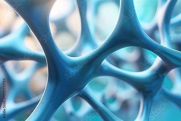 Fototapeta Abstract 3D Network Structure with Interconnected Nodes and Blurred Background