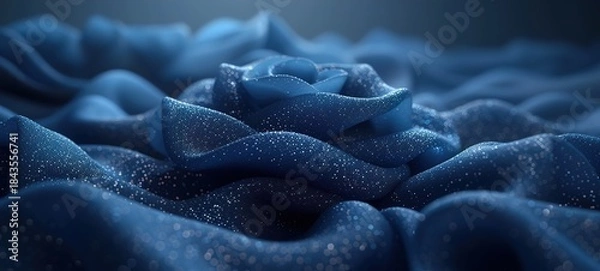 Fototapeta Sparkling Blue Fabric with Glittering Particles and Soft, Wavy Texture