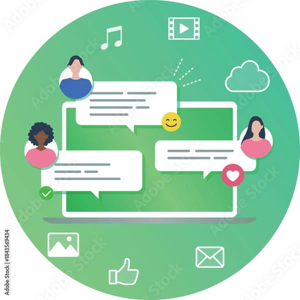 Obraz オンラインでの人々のコミュニケーションイメージ