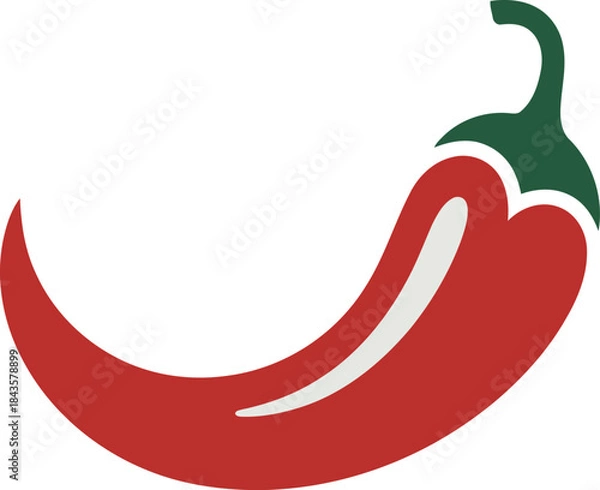 Obraz Red chili pepper with green stem isolated on white background