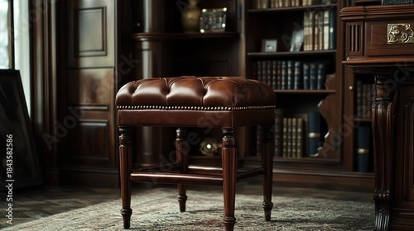 Obraz Dark wooden side table in interior setting