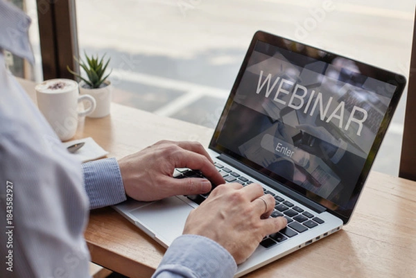 Obraz webinar online, e-learning, internet education concept