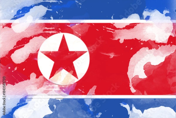 Fototapeta An abstract artistic rendition of a national flag emerges through blended watercolor textures, conveying a sense of patriotism combined with creative visual expression and national