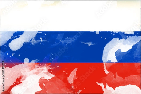 Fototapeta Abstract impression of a national flag rendered in watercolor style, showcasing a unique blend of patriotism and artistic expression through vibrant colors and fluid brushstrokes