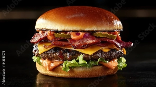 Obraz Delicious double bacon cheeseburger