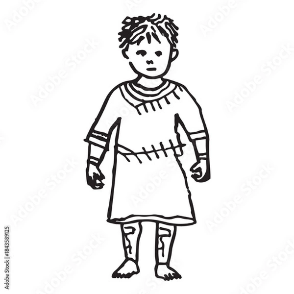 Obraz Innocent Form—Childlike Hand-Drawn Character Illustration