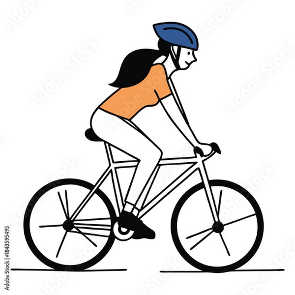 Fototapeta silhouette of a woman riding bicycle