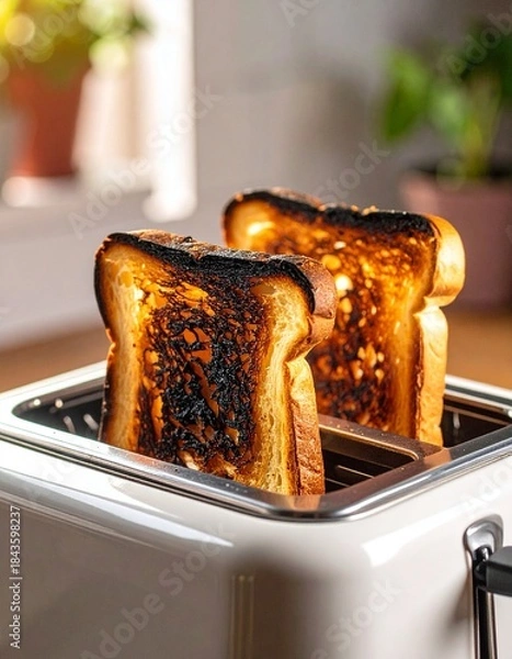 Obraz Przypalone tosty w tosterze