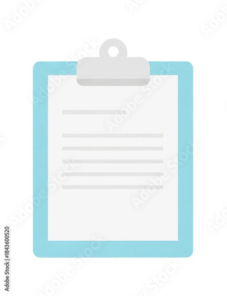Obraz Minimalist Light Blue Clipboard with Document Paper Isolated Vector Icon