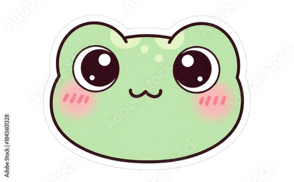 Obraz かわいい緑のカエル顔イラストレーション