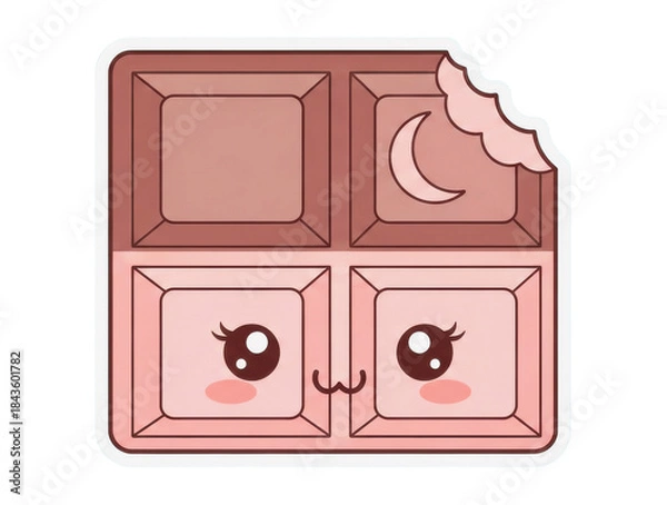 Obraz 一口食べられたかわいいピンクのチョコレートバーイラスト