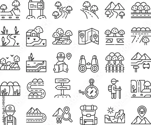 Obraz Nature Pathway Line Icon Vector Set