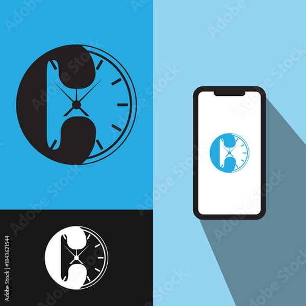 Fototapeta Call Time Management App Icon Design 