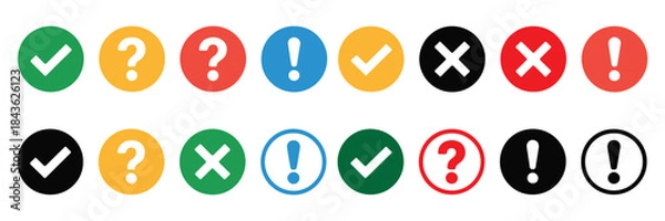 Obraz Check Mark Icons in Circle – Editable Stroke Tick Symbol Set. Vector