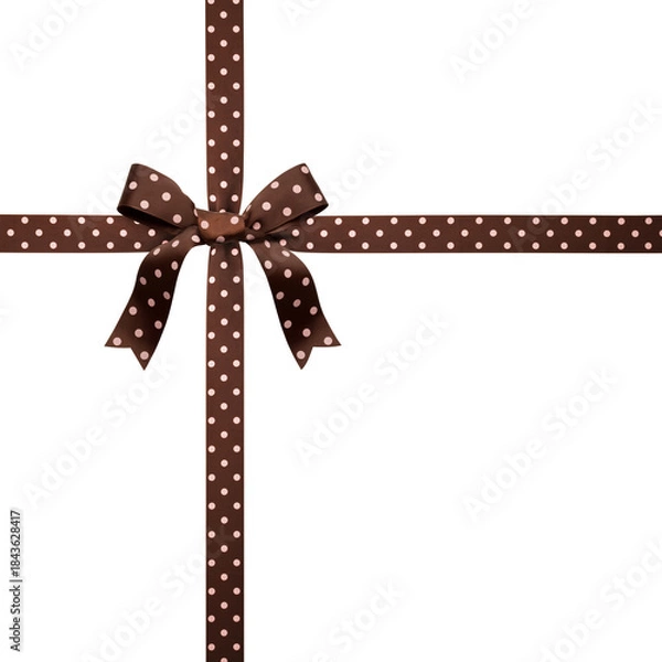 Obraz brown bow with pink polka dots