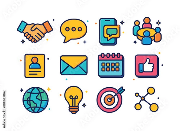 Obraz Colorful Networking Icons. Networking. Colorful isometric vector