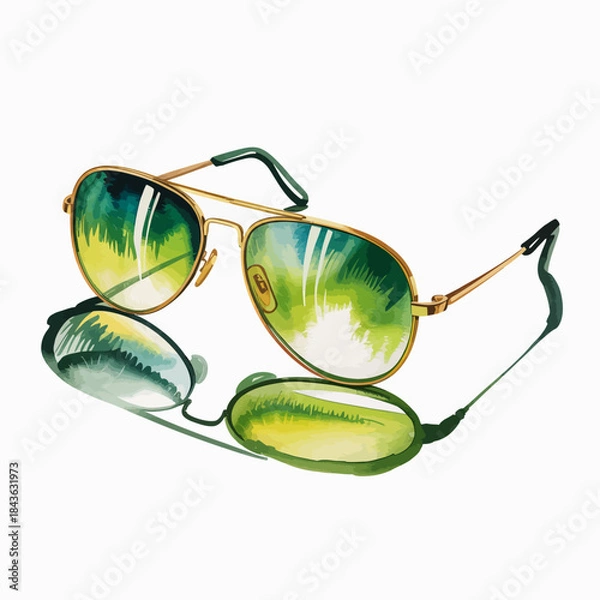 Fototapeta Artistic sunglasses integrate a beautiful nature reflection into their lenses, bridging fashion with the picturesque essence of the surrounding world.