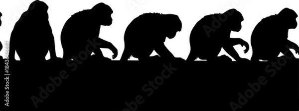 Obraz Monkey Silhouette Collection – Primate Poses Black Vector Set