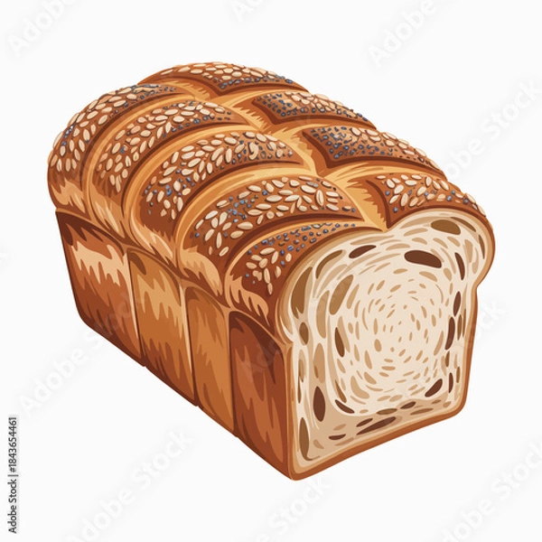 Obraz A beautifully crafted loaf of artisan bread with a golden-brown crust and a sprinkle of sesame seeds, symbolizing warmth, home baking, and culinary artistry.