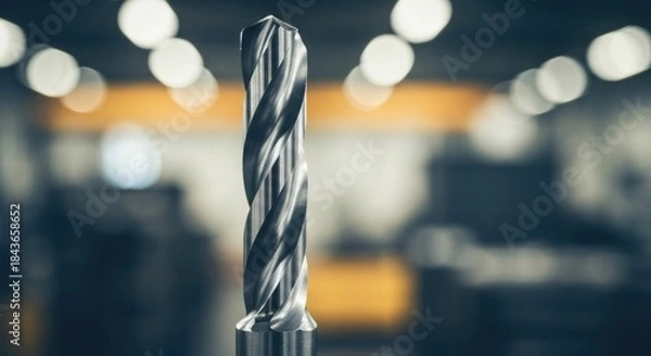 Fototapeta Close-up of a metal drill bit.  Blurred background
