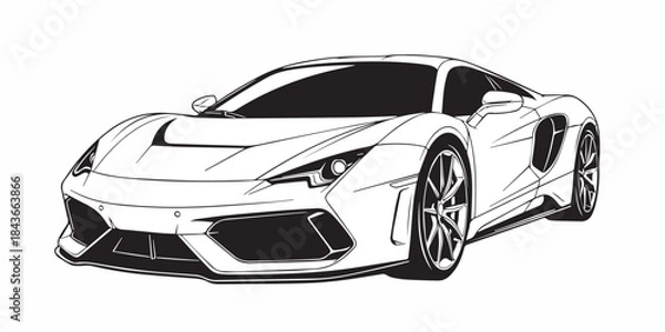 Fototapeta silver car isolated on white