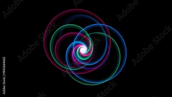 Obraz Vibrant multicolored spiral light trails forming a swirling pattern on a dark background