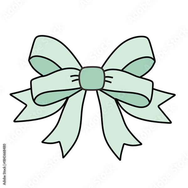 Obraz Cute Outline Style Light Green Ribbon Bow Holiday Decoration
