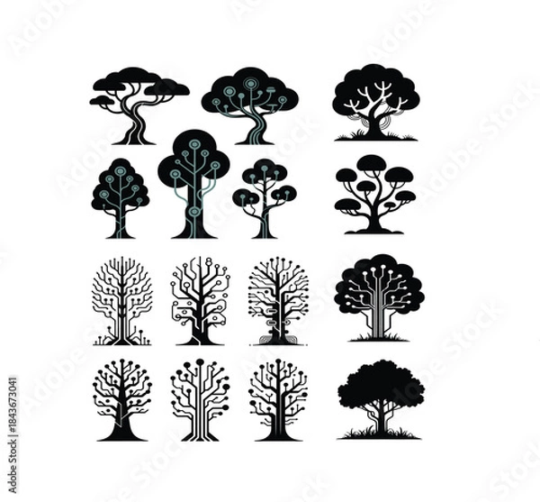 Obraz Bio-Mechanical Tree Silhouette Pack.