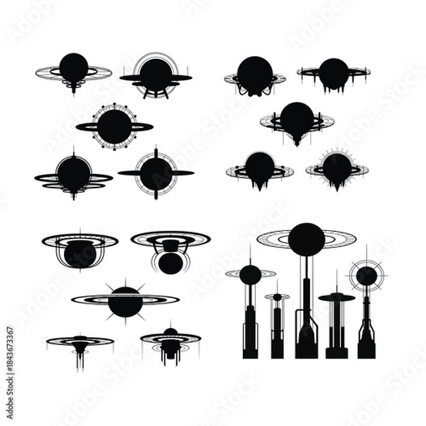 Obraz Artificial Sun Generator Silhouette Pack.