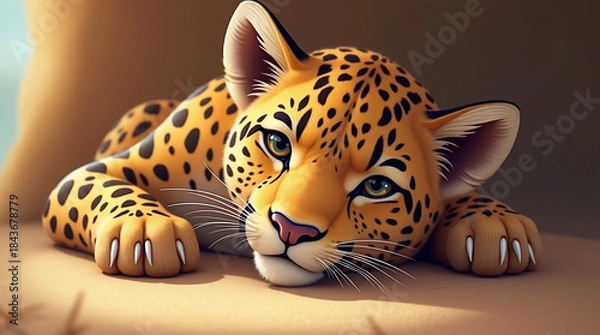 Obraz leopard on a white background