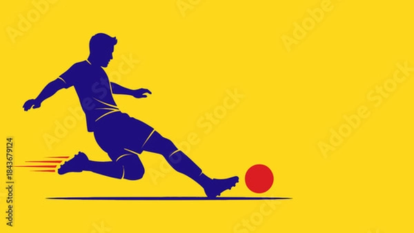 Fototapeta Dynamic Soccer Action: A dynamic illustration captures a soccer player in full motion, kicking the ball with precision and power.