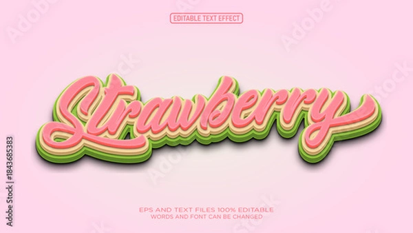 Obraz Strawberry 3D Style text effect editable