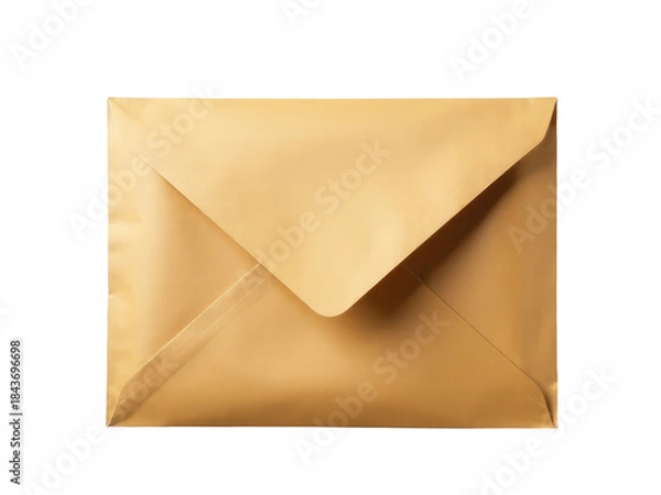 Obraz A golden envelope sitting on a plain white surface