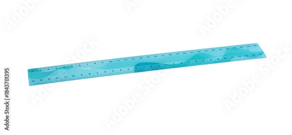 Obraz Blue plastic ruler isolated on white.