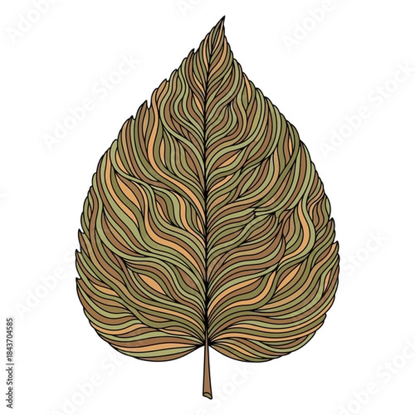 Obraz Intricate Leaf Pattern with Wavy Lines and Earthy Tones.