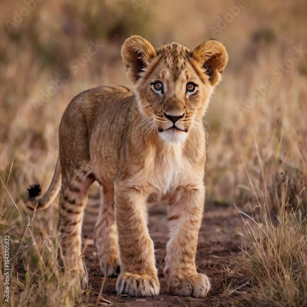 Obraz lion cub in the grass