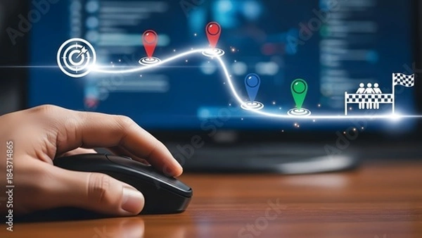 Fototapeta Navigating digital pathways with a computer mouse