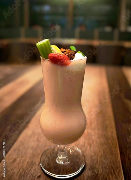 Fototapeta Mixed berry smoothie - a refreshing drink.