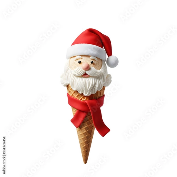 Fototapeta Santa claus ice cream cone isolated on transparent background